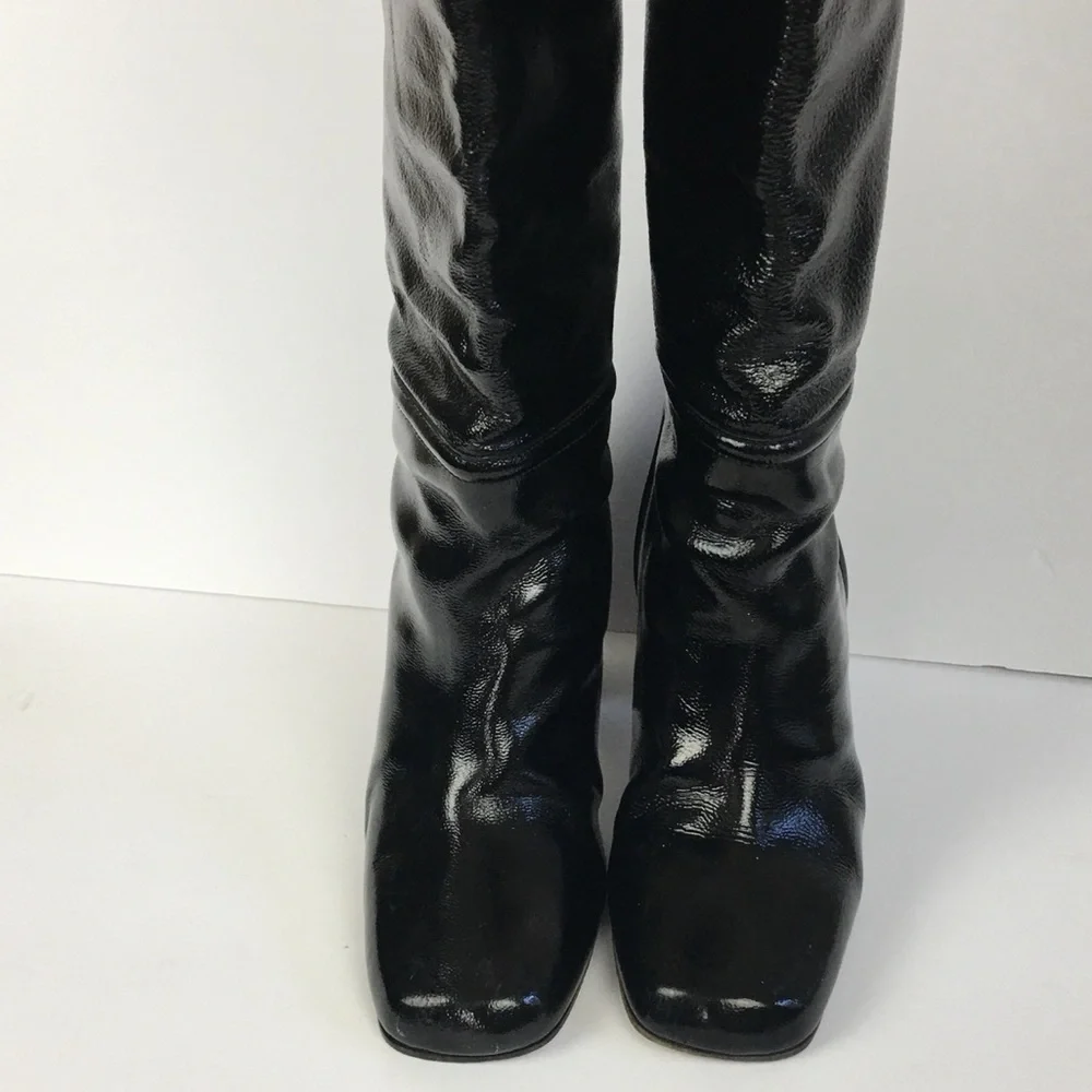 MARNI Made In Italy Designer Patent Leather Knee Boots In Black Size 41 (US11) - Picture 5 of 14